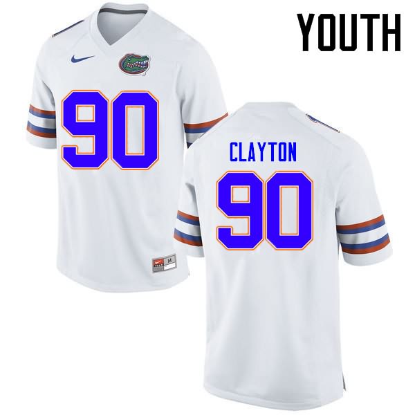 NCAA Florida Gators Antonneous Clayton Youth #90 Nike White Stitched Authentic College Football Jersey MXL6164ZV